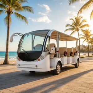 14 Passenger Electric Tourist Sightseeing Bus & Car Standard Shuttle with 30 Km/h Max Speed and 100-130Km Range for Sale