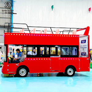Cheap Price City Electric Battery Operated Open Top Tourist Shuttle Car Sightseeing Double Decker Bus for Amusement Park