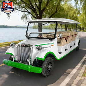 White and Green Retro Electric Sightseeing Car 5KW Motor