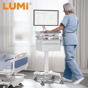 Medical Cart Height Adjustable Telemedicine Trolley With Monitor Arm Drawers